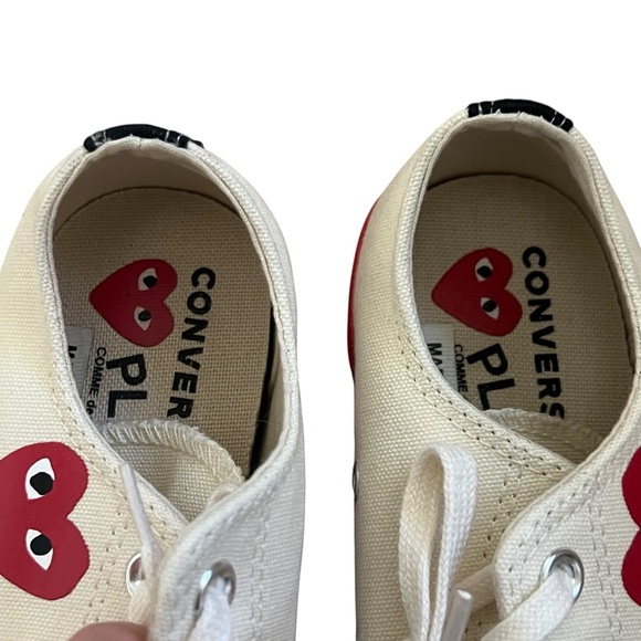 Comme des Garcons Play x Converse Red Sole Low Top Off White Sneakers US 8 - Picture 6 of 10